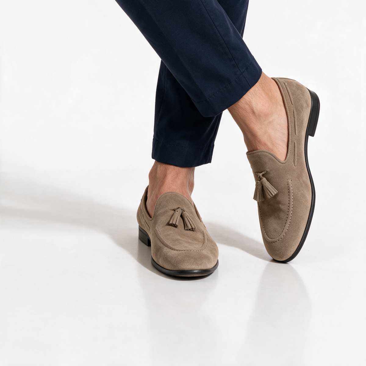 Mocassini con fiocco in Camoscio - Taupe - Arconero