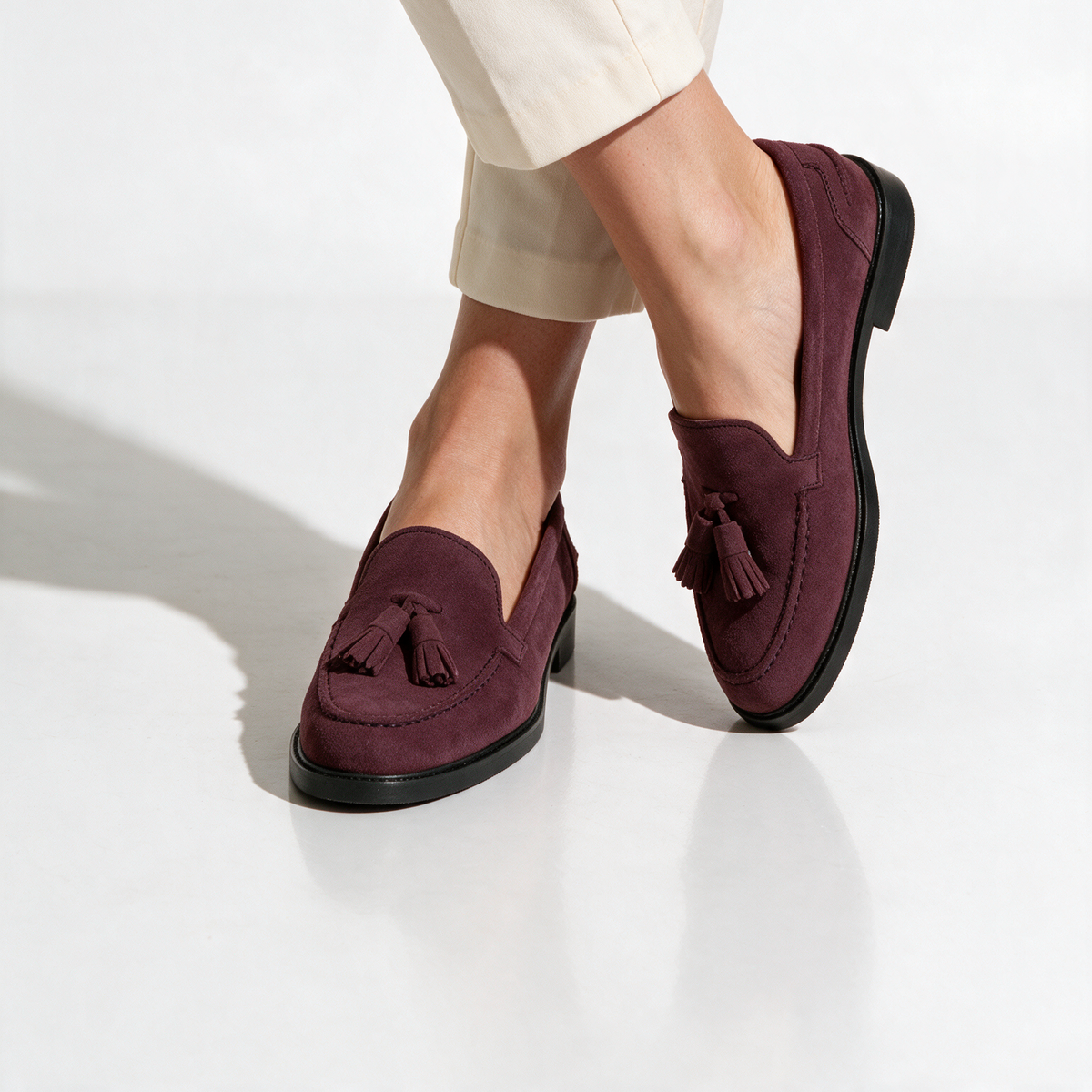 Mocassini Donna con fiocco in Camoscio - Bordeaux - Arconero