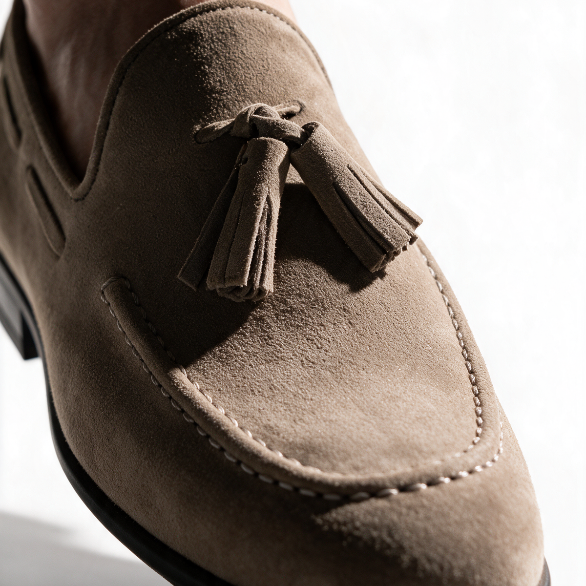 Mocassini con fiocco in Camoscio - Taupe - Arconero