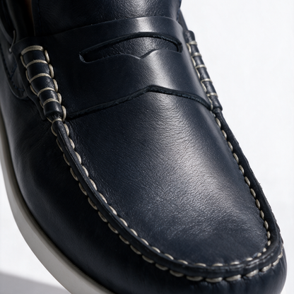 Mocassini Barca 02 con Bendina in Pelle - Blu - Arconero