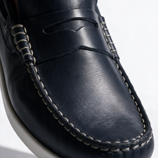 Mocassini Barca 02 con Bendina in Pelle - Blu - Arconero