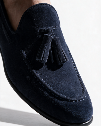 Mocassini con fiocco in Camoscio - Blu - Arconero