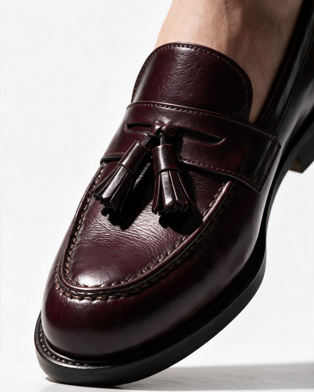 Mocassini A104PN Donna con fiocco in Pelle - Bordeaux - Arconero