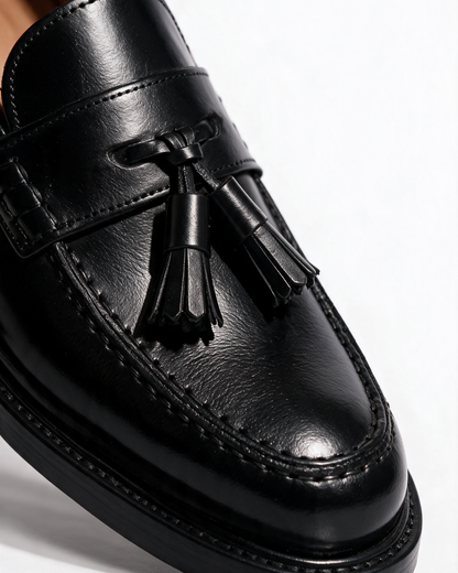 Mocassini A104PN Donna con fiocco in Pelle - Nero - Arconero