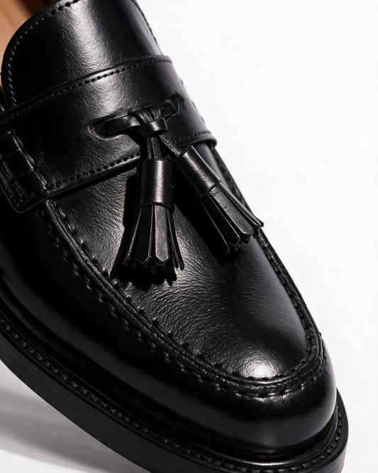 Mocassini A104PN Donna con fiocco in Pelle - Nero - Arconero