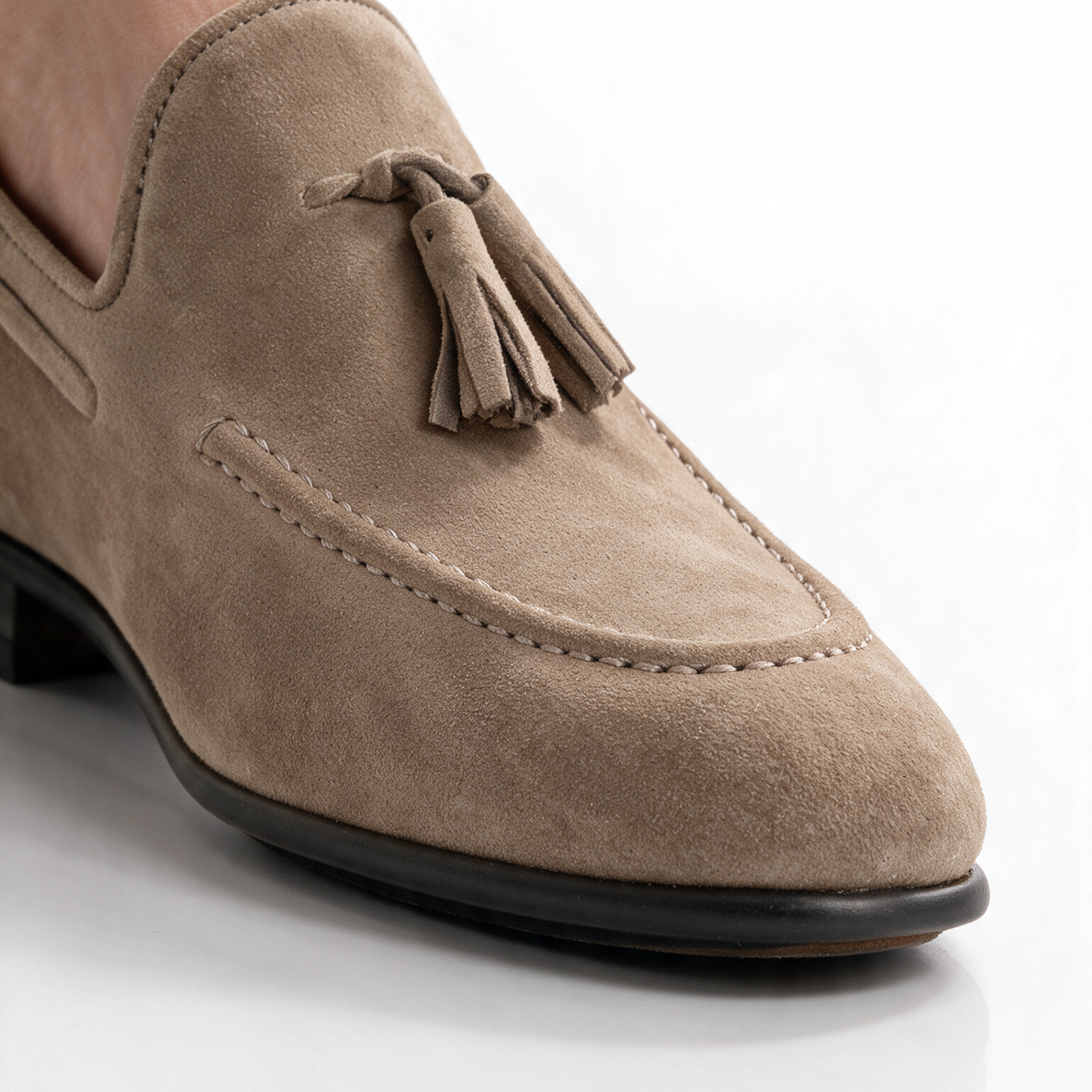 Mocassini con fiocco in Camoscio - Taupe - Arconero