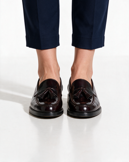 Mocassini A104PN Donna con fiocco in Pelle - Bordeaux - Arconero
