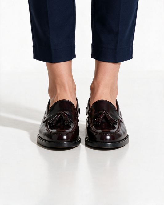 Mocassini A104PN Donna con fiocco in Pelle - Bordeaux - Arconero