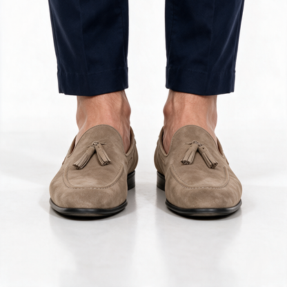 Mocassini con fiocco in Camoscio - Taupe - Arconero
