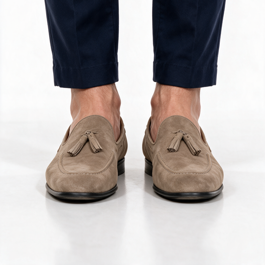Mocassini con fiocco in Camoscio - Taupe - Arconero