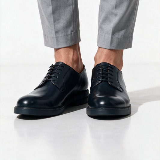 Stringate Derby in Pelle - Blu - Arconero