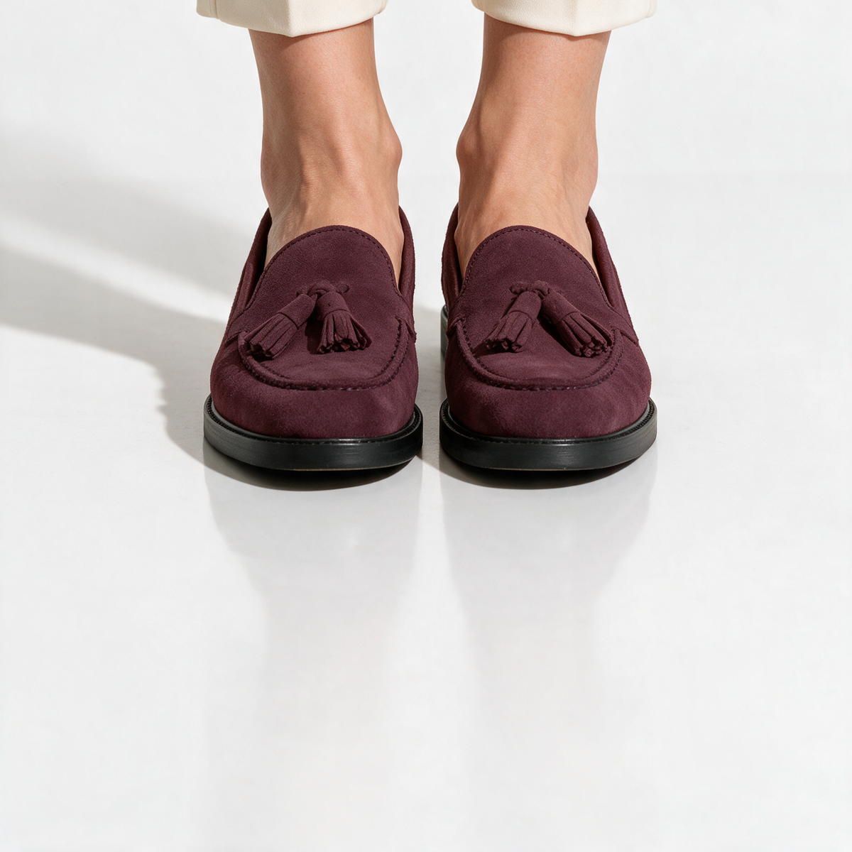 Mocassini Donna con fiocco in Camoscio - Bordeaux - Arconero