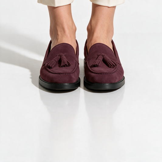 Mocassini Donna con fiocco in Camoscio - Bordeaux - Arconero
