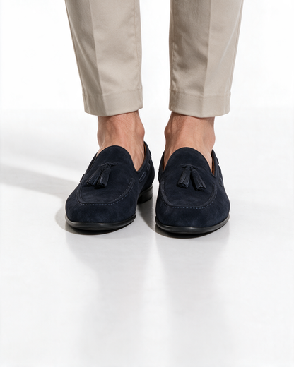 Mocassini con fiocco in Camoscio - Blu - Arconero