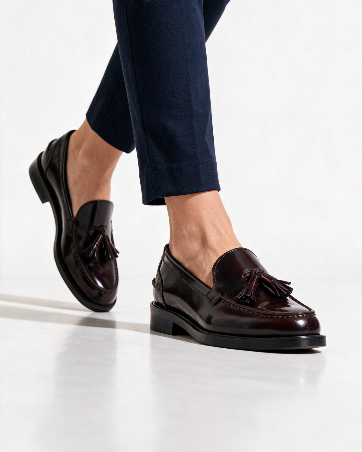Mocassini A104PN Donna con fiocco in Pelle - Bordeaux - Arconero