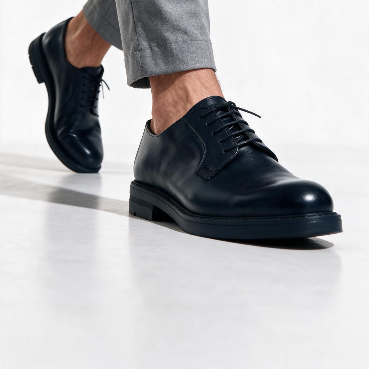 Stringate Derby in Pelle - Blu - Arconero