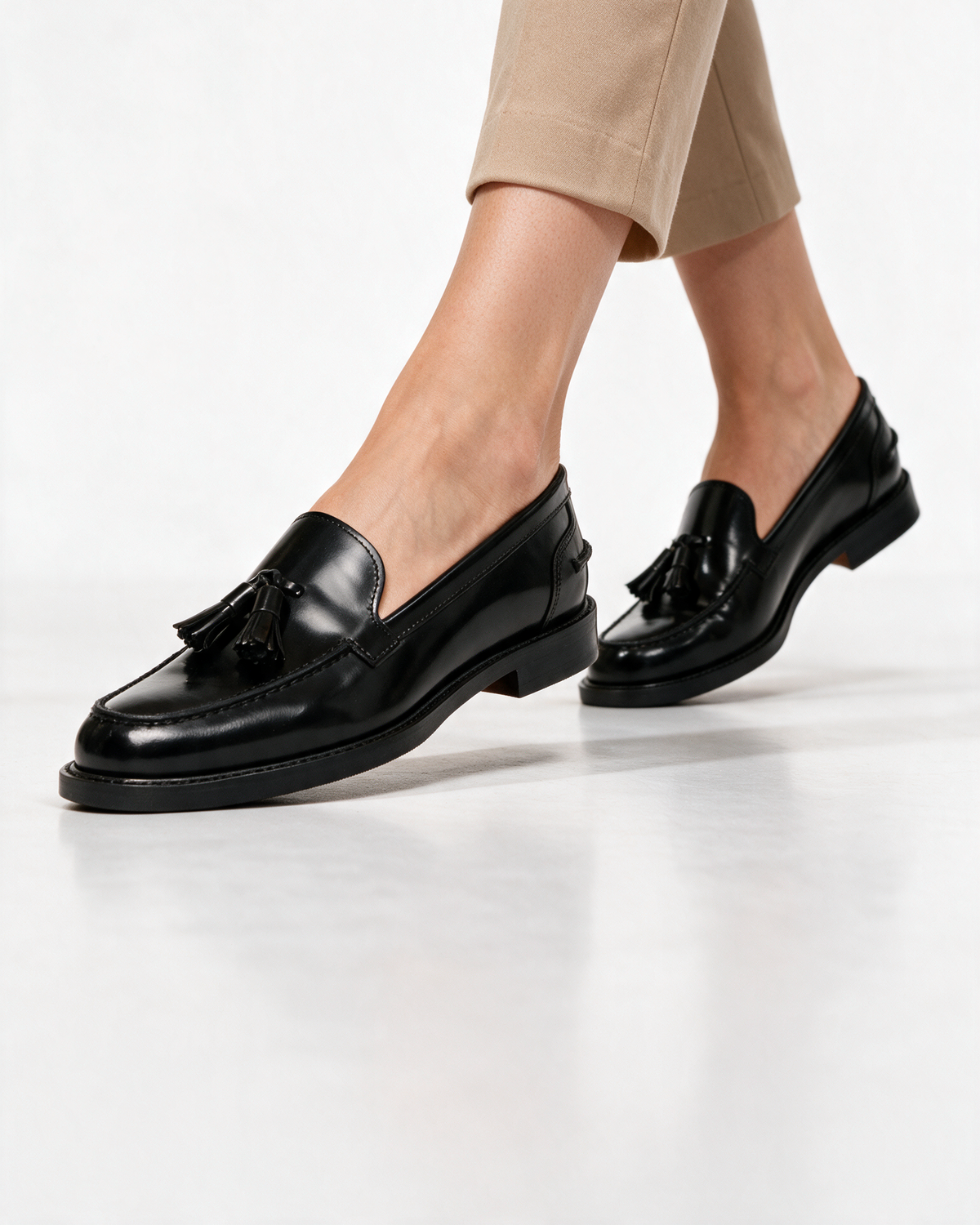 Mocassini A104PN Donna con fiocco in Pelle - Nero - Arconero