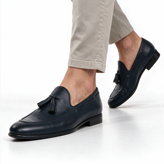Mocassini con fiocco in pelle - Blu - Arconero
