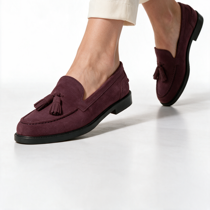 Mocassini Donna con fiocco in Camoscio - Bordeaux - Arconero