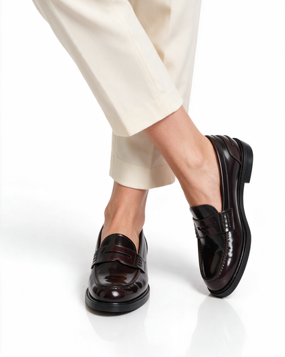 Mocassini Donna in Pelle - Bordeaux - Arconero