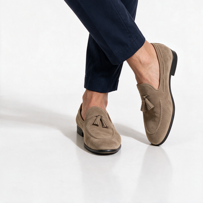 Mocassini con fiocco in Camoscio - Taupe - Arconero