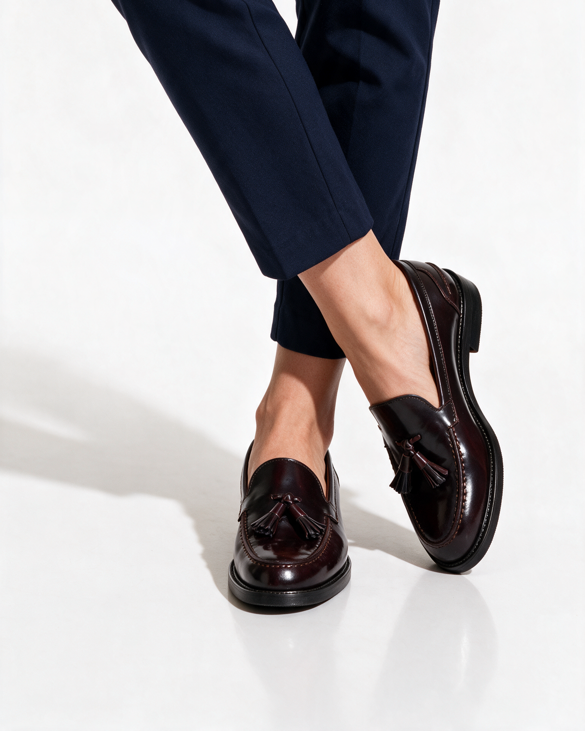Mocassini A104PN Donna con fiocco in Pelle - Bordeaux - Arconero
