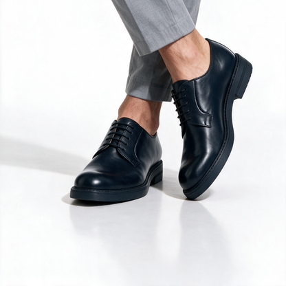 Stringate Derby in Pelle - Blu - Arconero