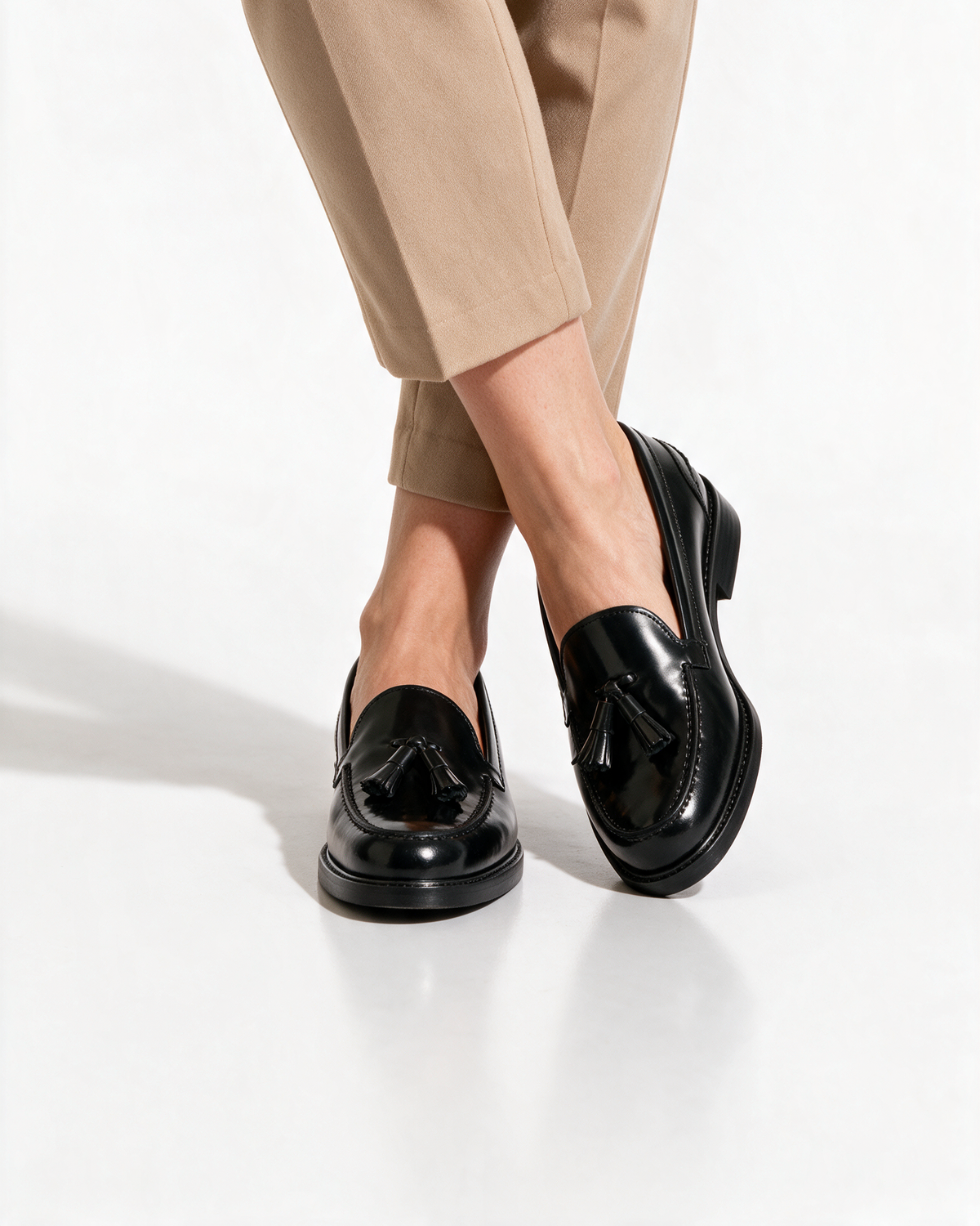 Mocassini A104PN Donna con fiocco in Pelle - Nero - Arconero