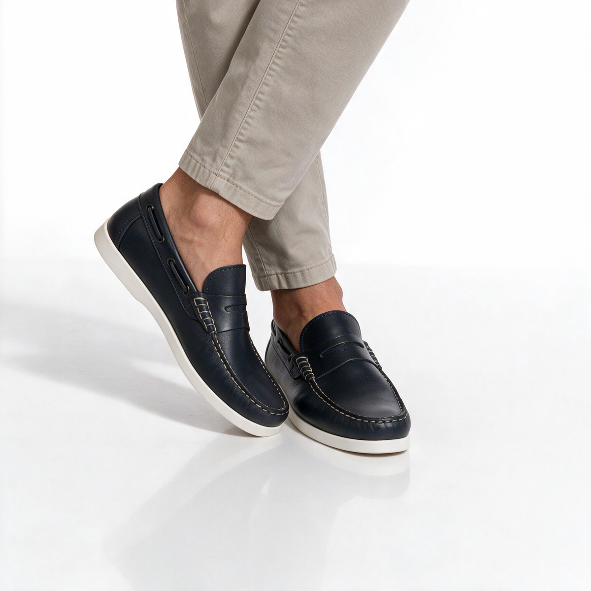 Mocassini Barca 02 con Bendina in Pelle - Blu - Arconero