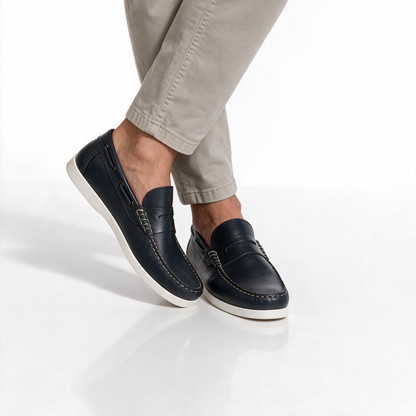 Mocassini Barca 02 con Bendina in Pelle - Blu - Arconero