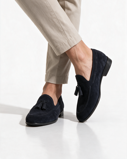 Mocassini con fiocco in Camoscio - Blu - Arconero