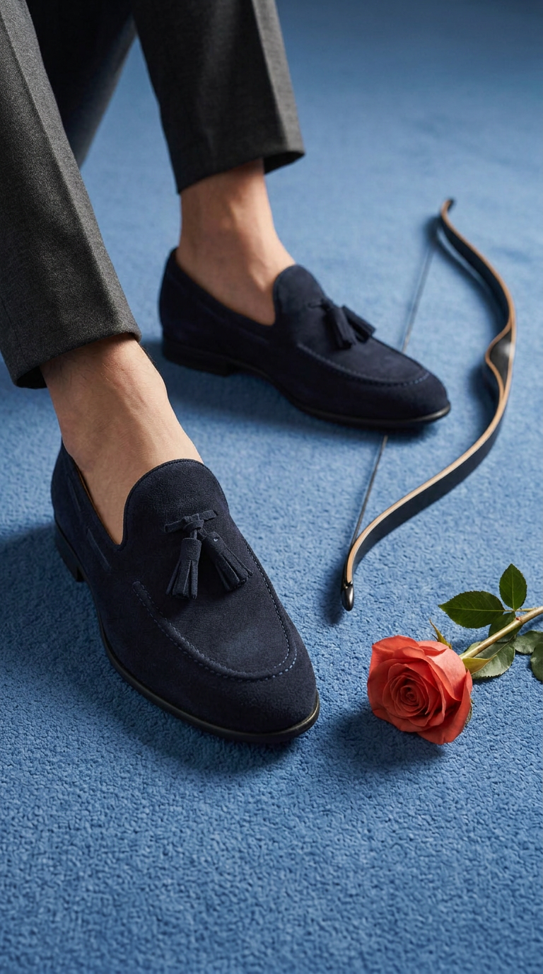 Mocassini con fiocco in Camoscio - Blu - Arconero