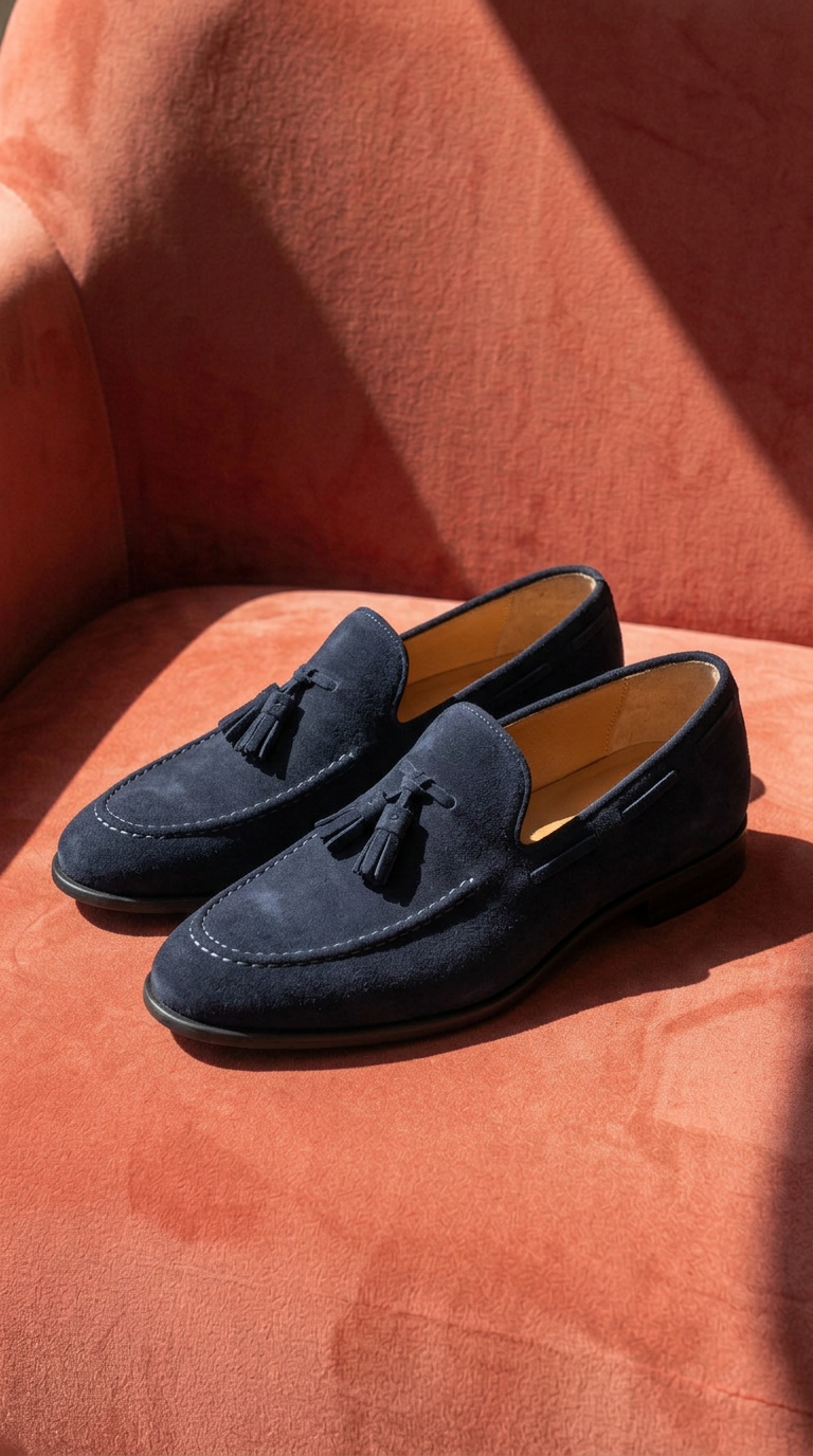 Mocassini con fiocco in Camoscio - Blu - Arconero