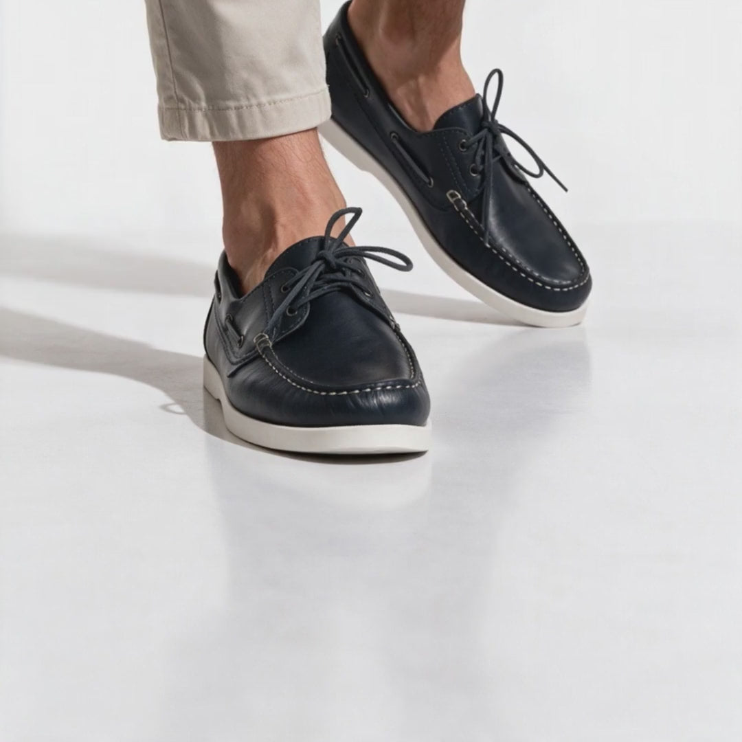 Mocassini Barca 01 con Lacci in Pelle - Blu - Arconero lookbook