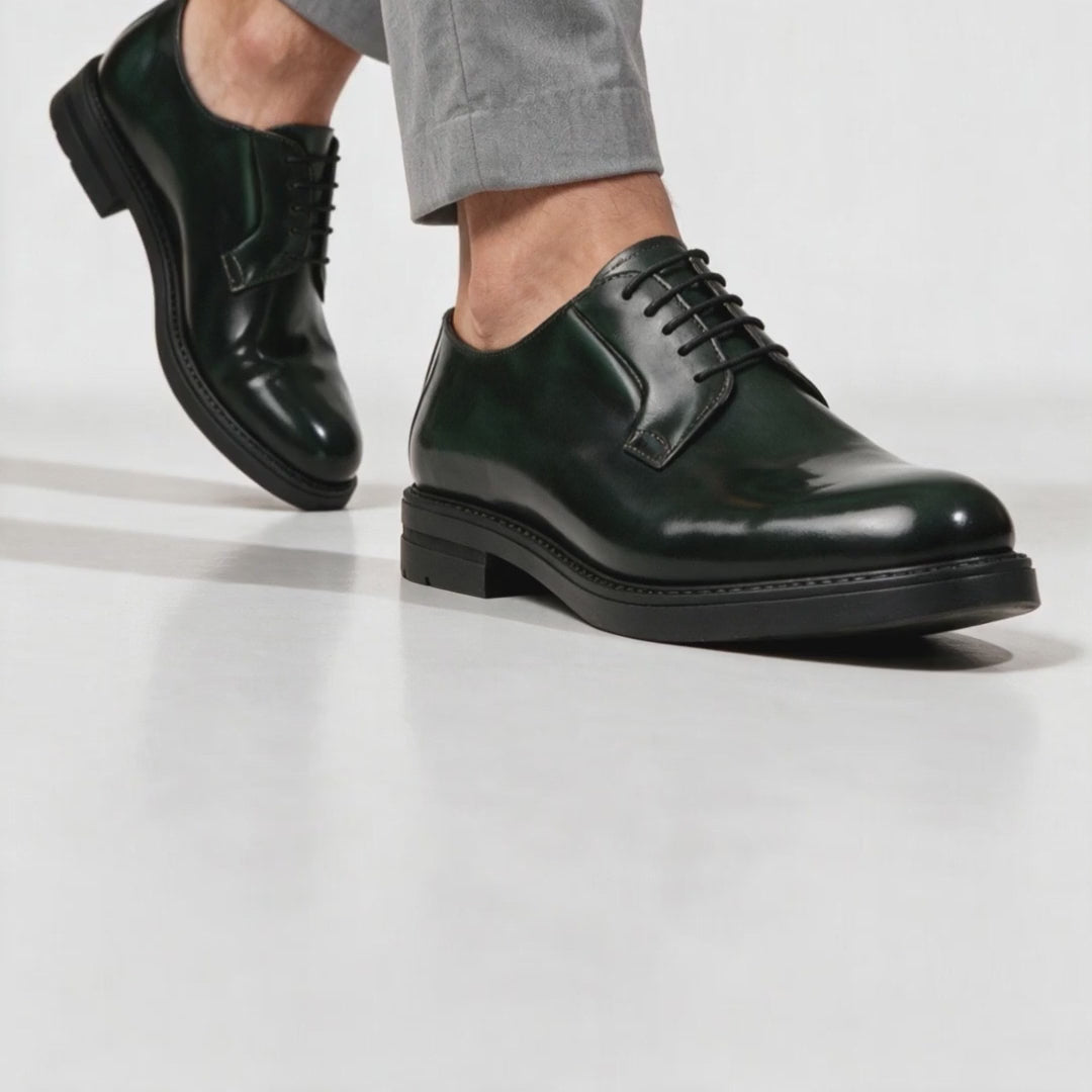 Stringate Derby in Pelle - Verde - Arconero lookbook